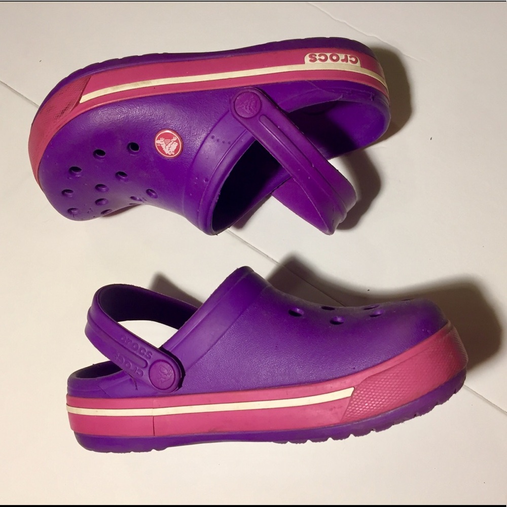 Kids pink and purple Crocs